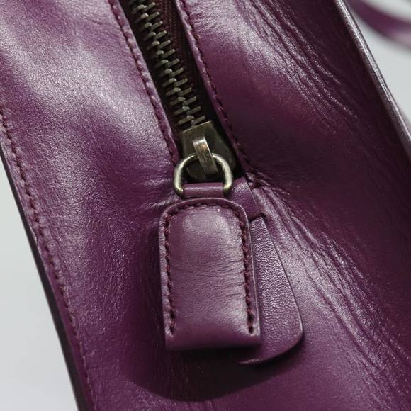 PRADA Leather Hand Bag Purple Auth 80093 - Picture 10 of 16